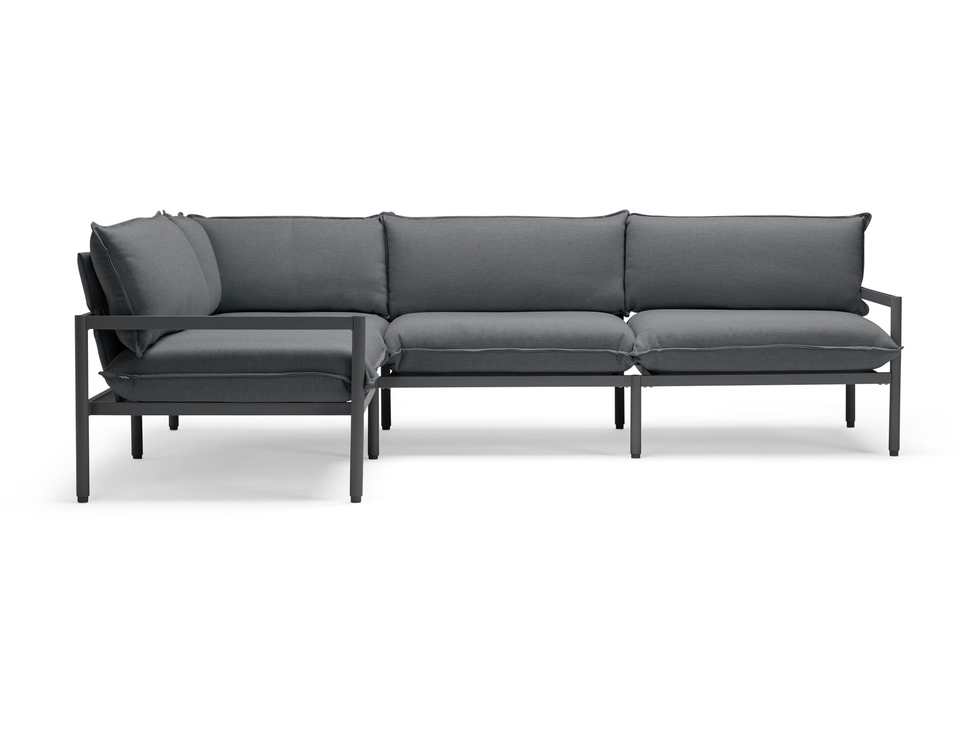 Front view of 2-piece black outdoor sectional sofa